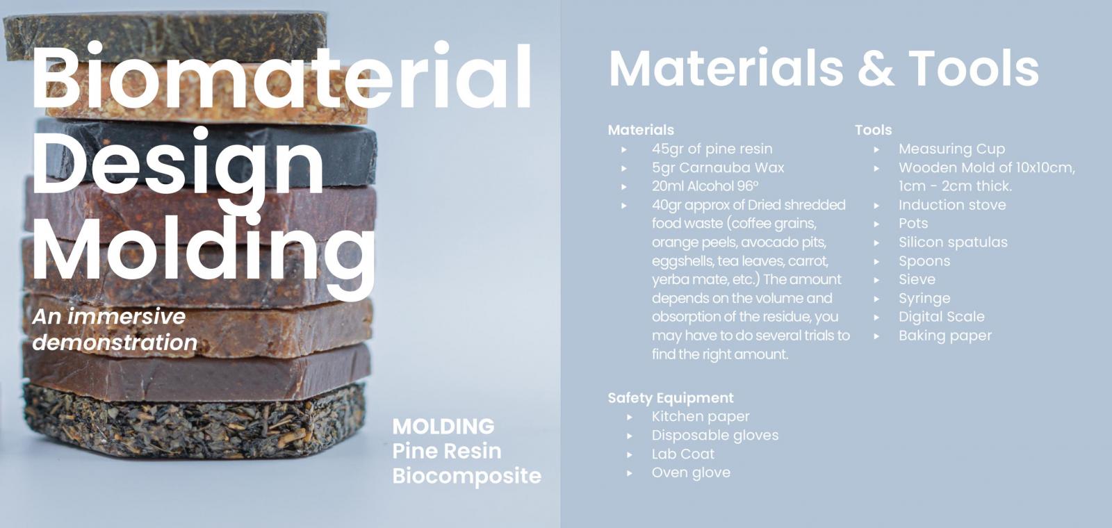 Biocomposite molding with resin booklet